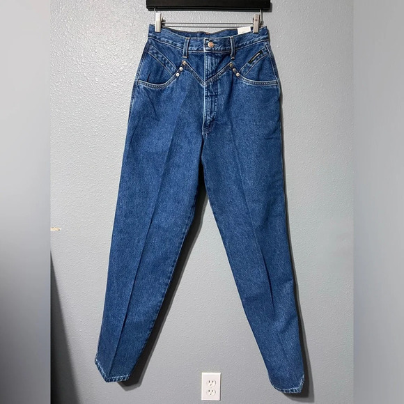 NWT VINTAGE Rockies Jeans Wmns 32/13 Tapered High Rise Dark Wash Denim Cowgirl - Picture 1 of 9